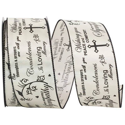 Reliant 2.5" x 25yd. Words of Sympathy Wired Ribbon