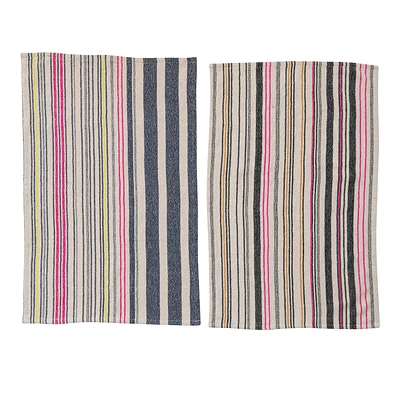 Multicolor Striped Cotton Tea Towel Set