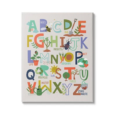 Stupell Industries Children's Whimsical Alphabet Chart Insects Garden Nature Canvas Wall Art