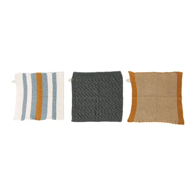 Multicolor Cotton Knit Dish Towel Set