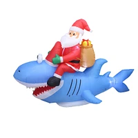 9ft. Inflatable Christmas Santa Riding Shark