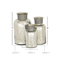 Glam Silver Glass Decorative Jar Set