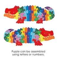 Toy Time Wooden Alphabet & Number Alligator 26 Piece Jigsaw Puzzle