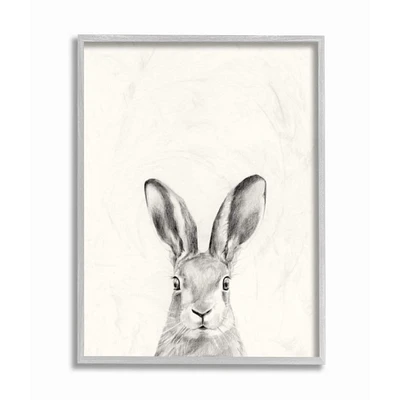 Stupell Industries Bunny Rabbit Portrait Grey Drawing Design Framed Wall Art