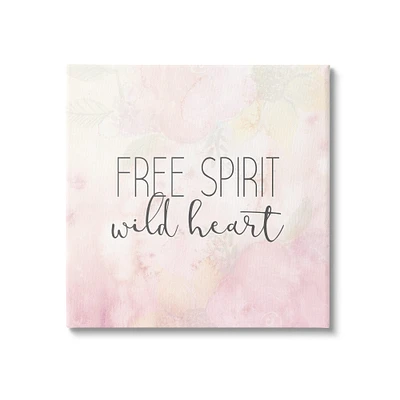 Stupell Industries Free Spirit Wild Heart Inspirational Pastel Watercolor Canvas Wall Art