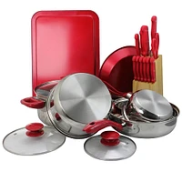 MegaChef Red Cookware Combo 22 Piece Set