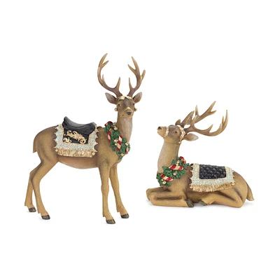Holiday Deer Figurine Set, 9.5" & 15.75"