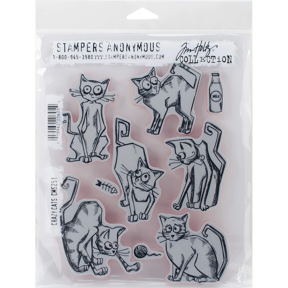 Stampers Anonymous Tim Holtz® Crazy Cats Cling Stamps