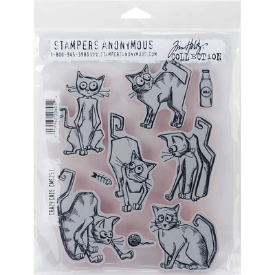 Stampers Anonymous Tim Holtz® Crazy Cats Cling Stamps