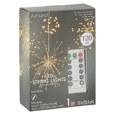 120ct. Warm White LED Silver String Lights Starburst by Ashland®