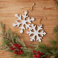 White Wood Snowflake Ornament Set