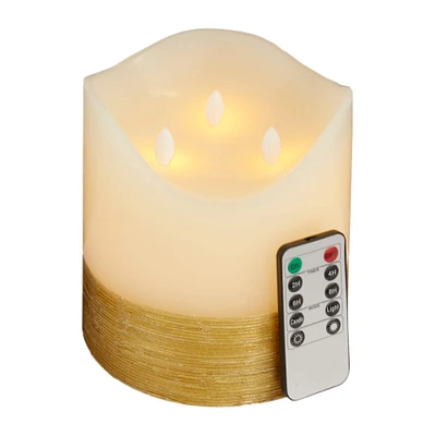 Cream & Gold Traditional Flameless Candle