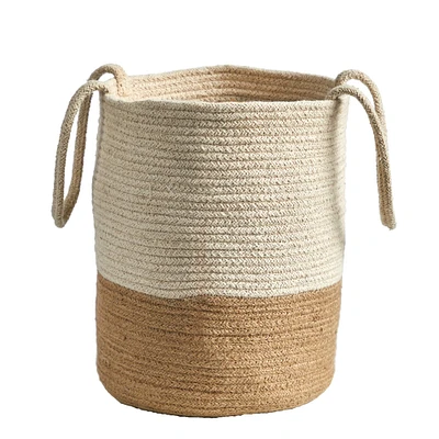 12" Handmade Natural Cotton Woven Basket Planter