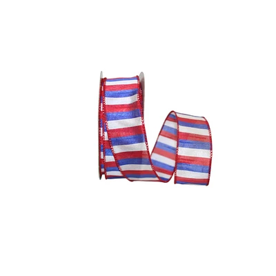 The Ribbon Roll 1.5" Wired Patriotic Stripes Ribbon