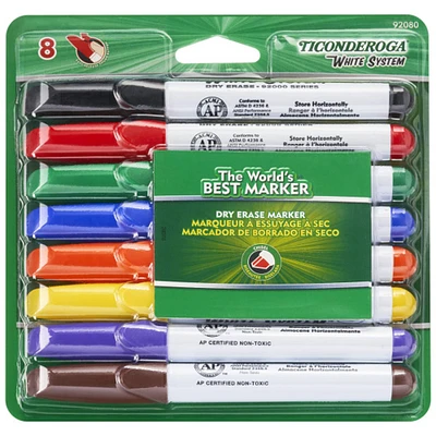 Ticonderoga® White System™ Chisel Tip Dry Erase Markers, 8ct.