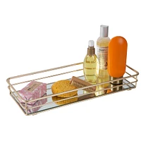 Elle Décor Satin Gold Mirrored Bottom Vanity Tray in Satin Gold