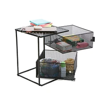 Mind Reader Black 2-Tier Metal Mesh Magnetic Organizer Slide Out Basket Drawer