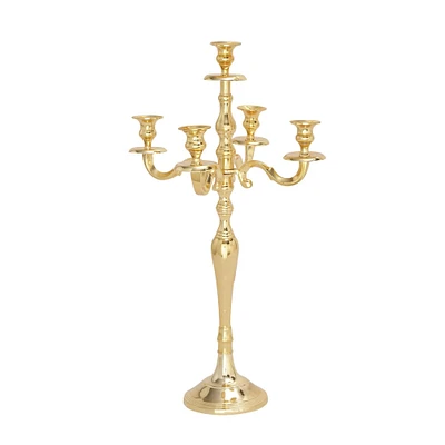 Gold Aluminum Traditional Candle Holder, 25" x 14" x 14"