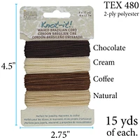 6 Packs: 4 ct. (24 total) Beadsmith® Knot-it!™ Java Waxed Brazilian Cord