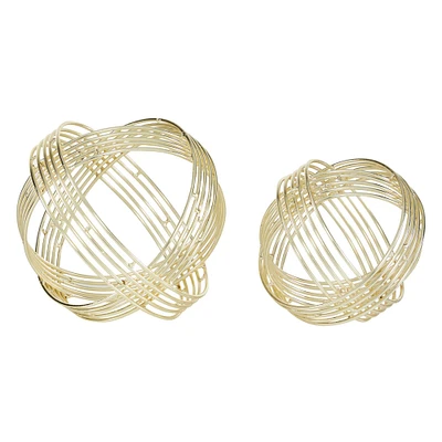 Light Gold Metal Modern Decorative Orb Set