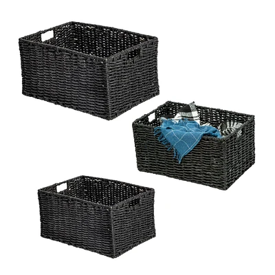 Honey Can Do Black Nesting Rectangle Maize Baskets, 3ct.