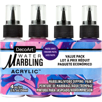 6 Packs: 4 ct. (24 total) DecoArt® Pastel Lights Water Marbling Acrylic™ Paint Set