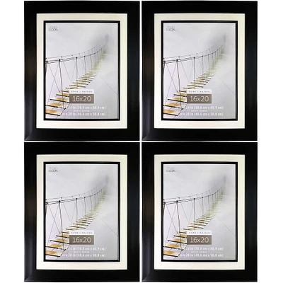 4 Pack: Wide Black Frame, 20" x 24" With 16" x 20" Mat, Home Collection By Studio Décor®