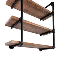 Honey Can Do 34.5" Black Three-Tier Industrial Wall Shelf