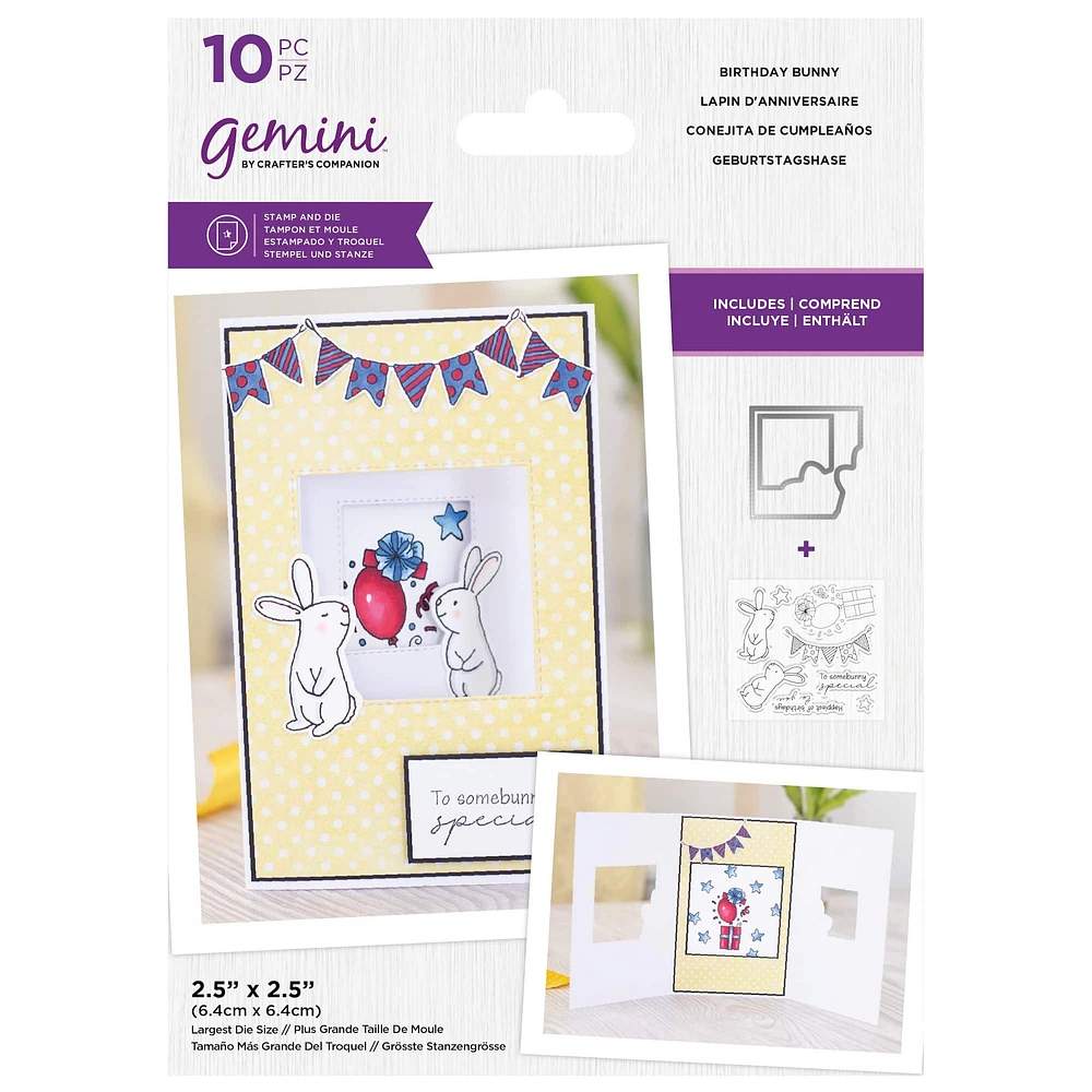 Crafter's Companion Gemini™ Birthday Bunny Clear Stamp & Die Set