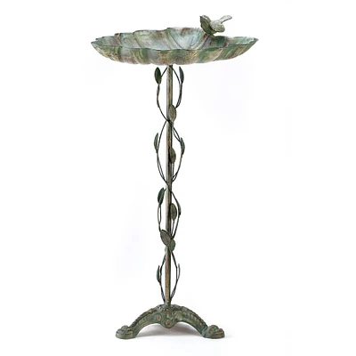 27.5" Verdigris Leaf Birdbath