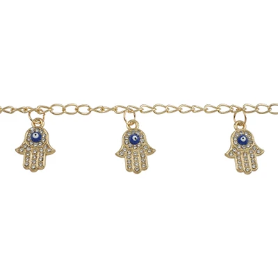 12 Pack: Gold Metal Hamsa Hand Beads, 14mm by Bead Landing™