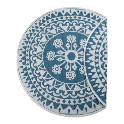 DII® Round Blue Floral Outdoor Rug, 5ft.