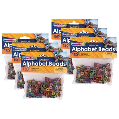 Creativity Street® 6mm Rainbow Alphabet Beads, 6 Packs of 150