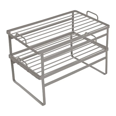 Honey Can Do Gray Stackable Cabinet Shelf Helpers Set