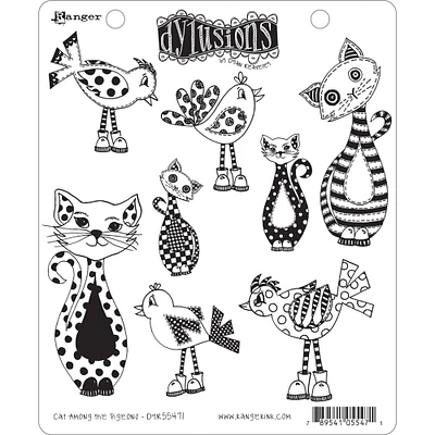 Dyan Reaveley's Dylusions Cat Among Pigeons Cling Stamp Set