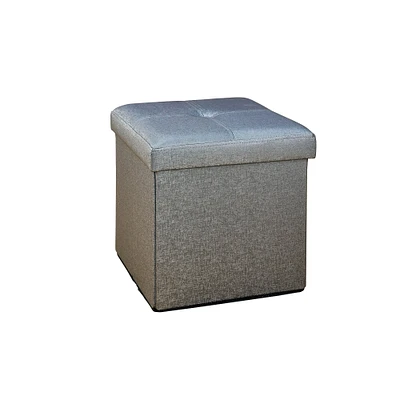 Simplify Metallic Faux Leather Folding Storage Ottoman Cube