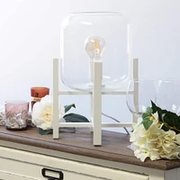 Simple Designs™ 13.5" White Wood Mounted Table Lamp with Clear Glass Cylinder Shade