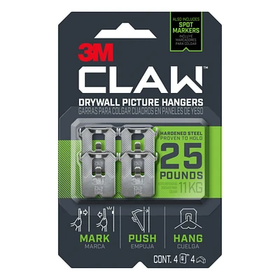 12 Packs: 4 ct. (48 total) 3M CLAW™ 25lb. Drywall Picture Hangers