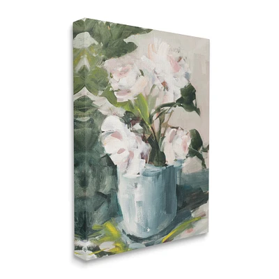 Stupell Industries Impressionist Potted Flowers Green Leaves Pink Petals Canvas Wall Art