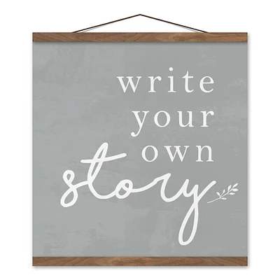 Write Your Own Story 16" x 16" Teak Hanging Canvas