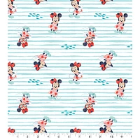 Disney® Minnie Mouse Blue & Red Ocean Stripe Cotton Fabric