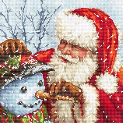 Letistitch Santa Claus And Snowman Counted Cross Stitch Kit