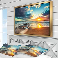 Designart - Beautiful Cloudscape over the Sea - Modern Beach Framed Canvas Art Print