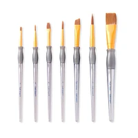 Craft Smart® Flat Variety Brush Set Brown Taklon, 7 Pc