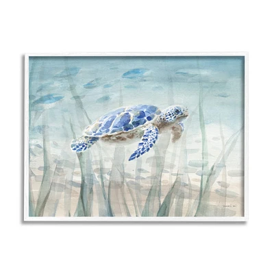 Stupell Industries Baby Sea Turtle Blue Speckled Aquatic Animal Ocean Framed Wall Art