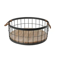 Wire Baskets with Wooden Base & Handles, 2ct.