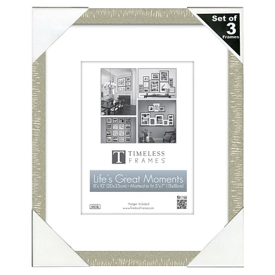 Timeless Frames® 3 Pack Life's Great Moments Silver 5" x 7" Tabletop Frame with Mat