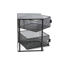 Mind Reader Black 2-Tier Metal Mesh Magnetic Organizer Slide Out Basket Drawer