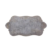 18" Decorative Distressed Gray Metal Tray