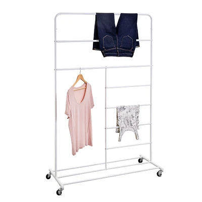 Honey Can Do White Rolling Multi-Section Clothes Drying Rack